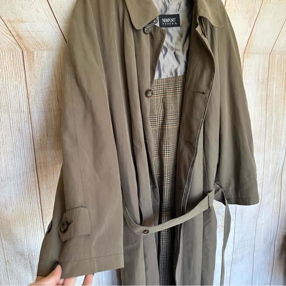 Vintage Newport Harbor Army Green Dual Layer Trench Coat - Picture 5 of 11